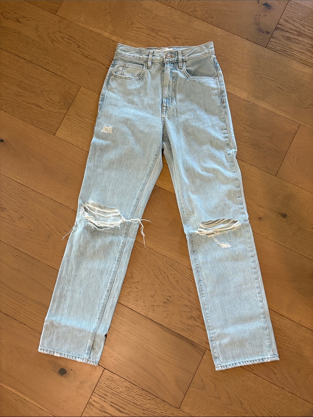 SLVRLAKE Light Blue Distressed Wide-Leg Jeans